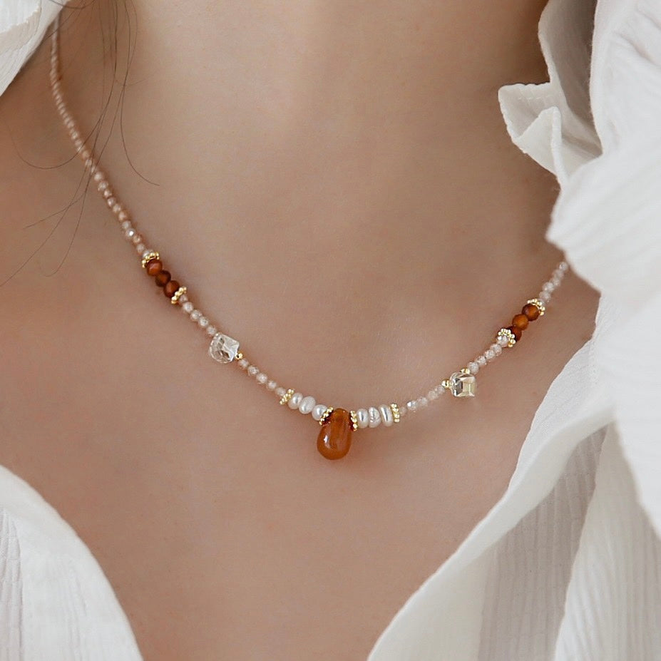 Red Agate Droplet Necklace