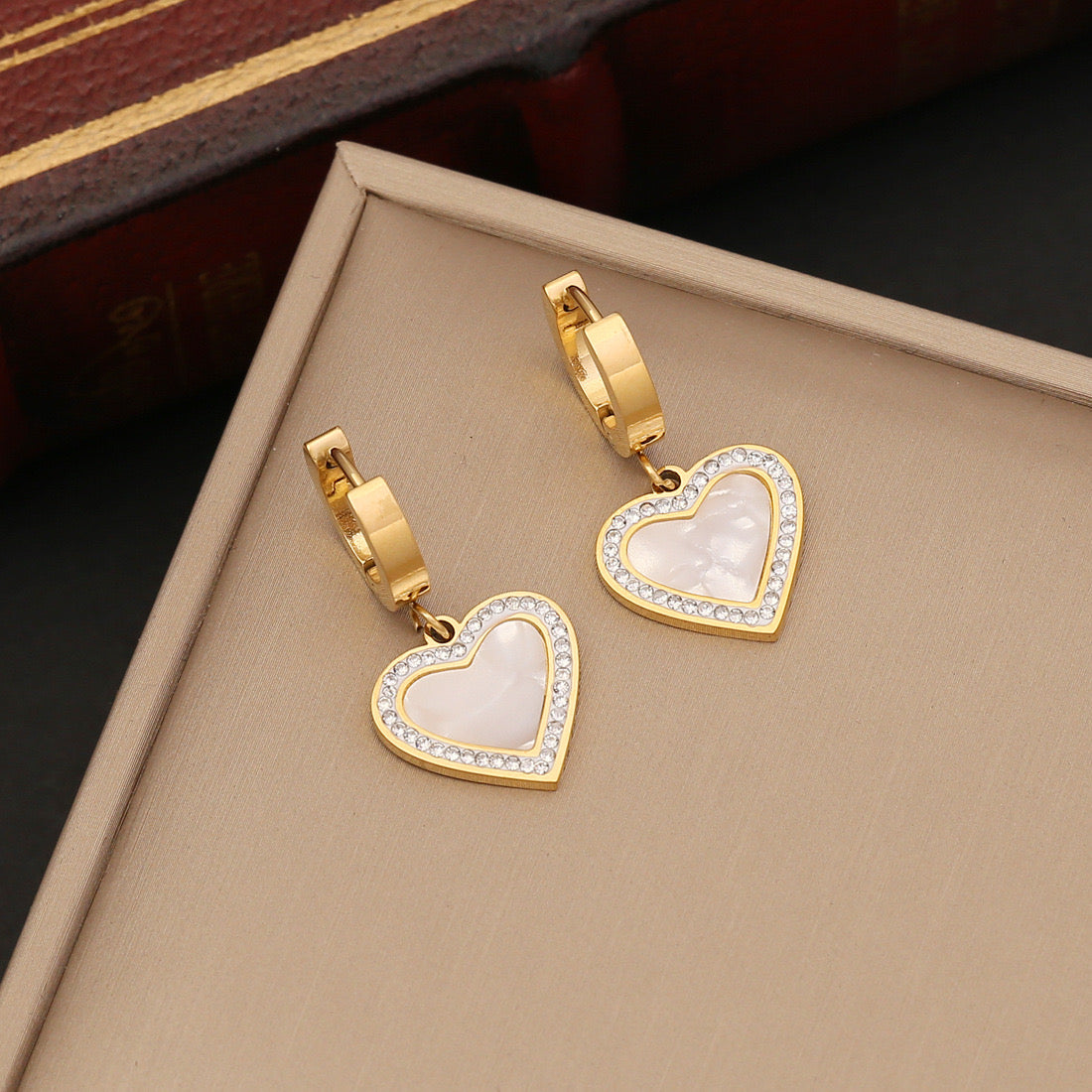 Golden Heart Symphony Necklace and Earring Set