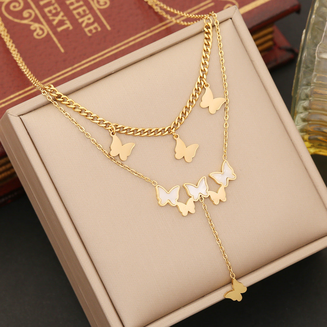 "Butterfly Harmony" Layered Necklace and Earring Set