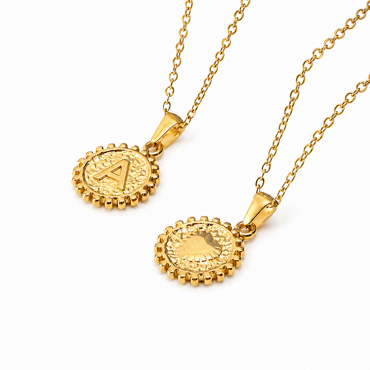 Personalized  A to Z Gold Initial Coin Pendant Necklace