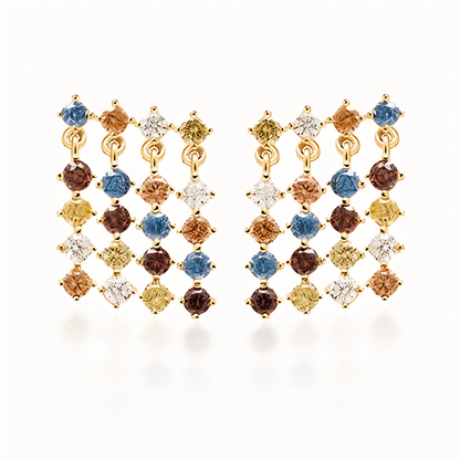 Rainbow Gem Cascade Earrings Sterling Silver