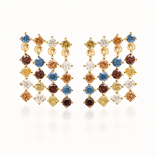 Rainbow Gem Cascade Earrings Sterling Silver