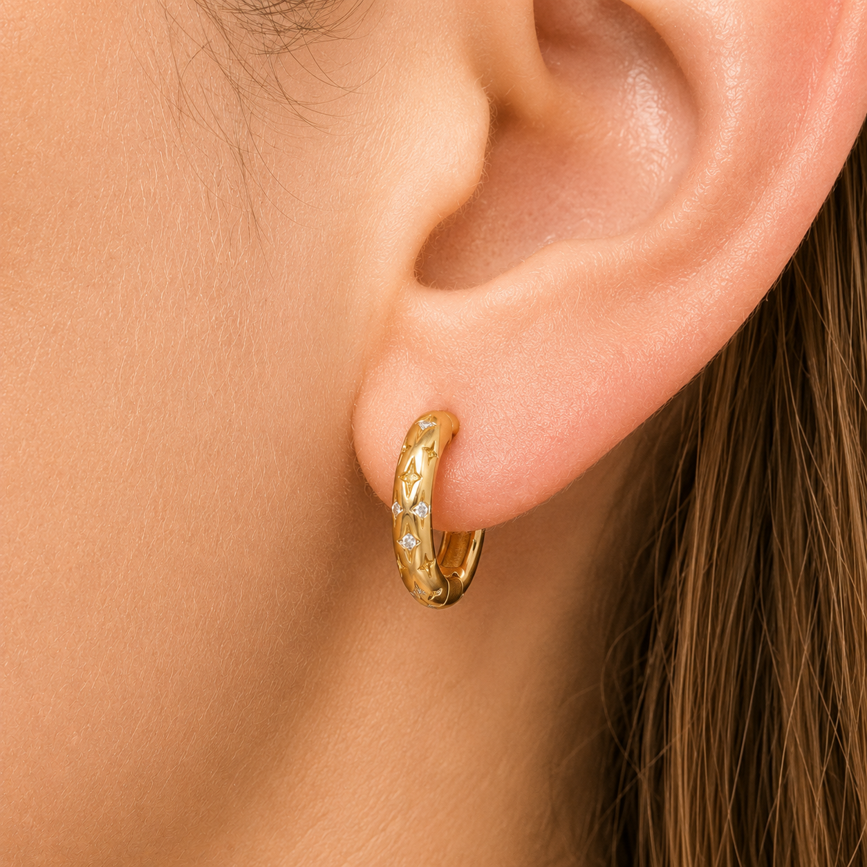 Starlight Gold Huggie Earrings Sterling Silver