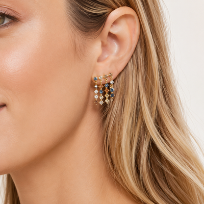Rainbow Gem Cascade Earrings Sterling Silver