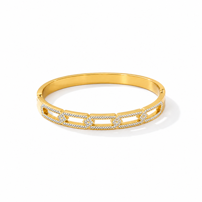 Pavé Crystal Link Gold Bangle Bracelet