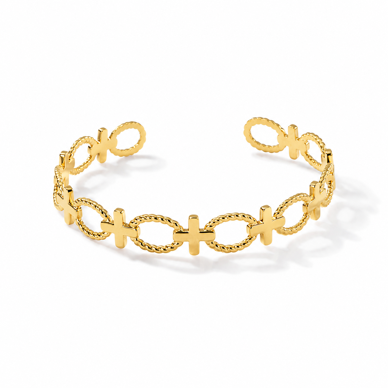 Minimalist Infinity Cross Link Gold Cuff Bracelet