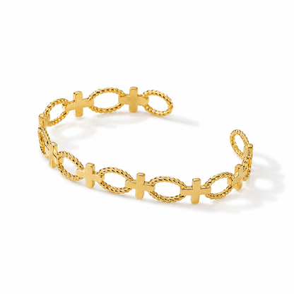 Minimalist Infinity Cross Link Gold Cuff Bracelet