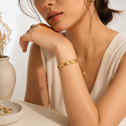 Minimalist Infinity Cross Link Gold Cuff Bracelet