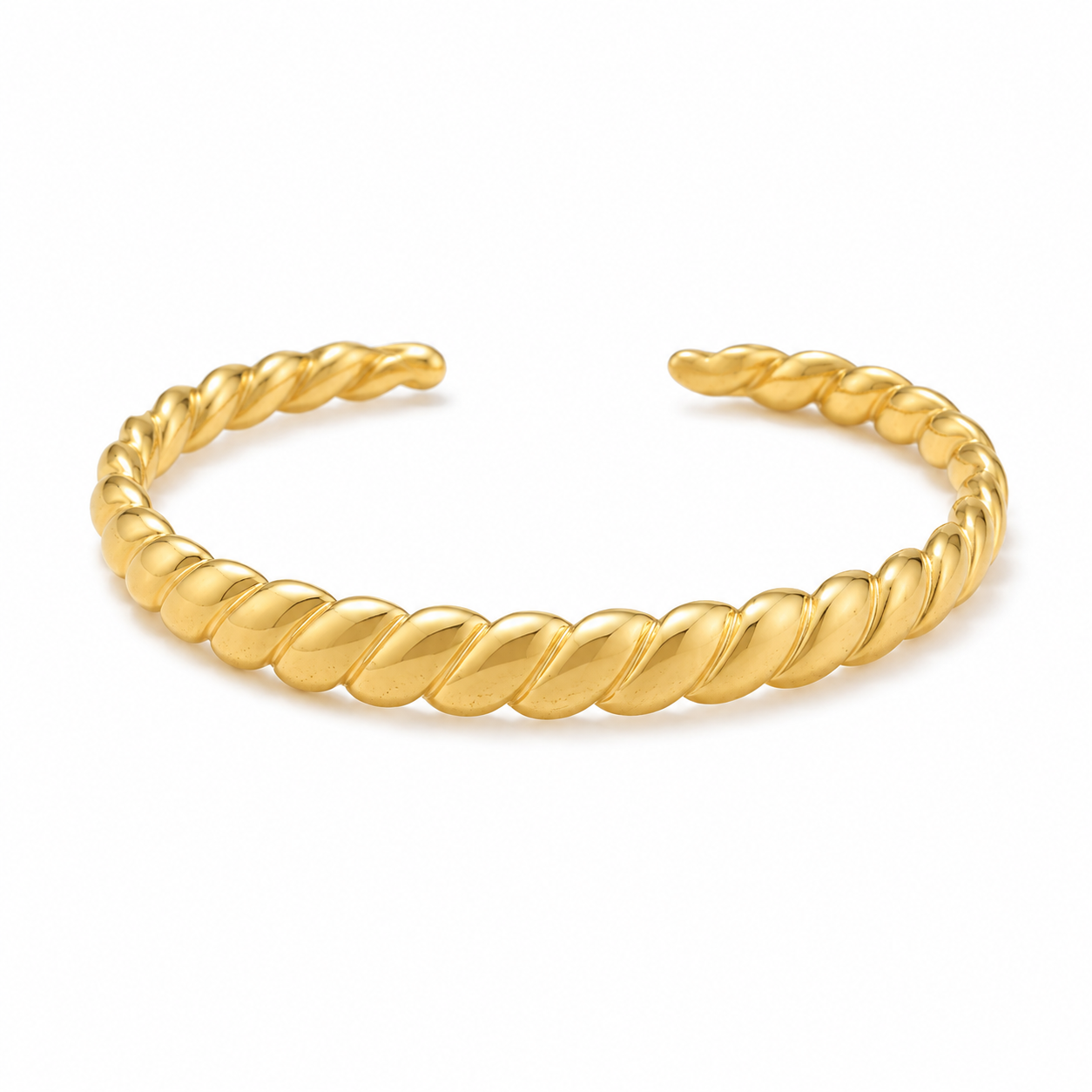 Minimalist Twisted Rope Gold Cuff Bracelet