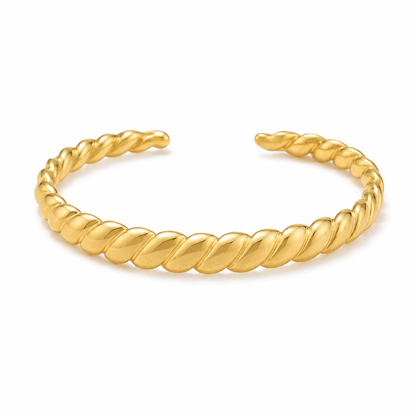 Minimalist Twisted Rope Gold Cuff Bracelet