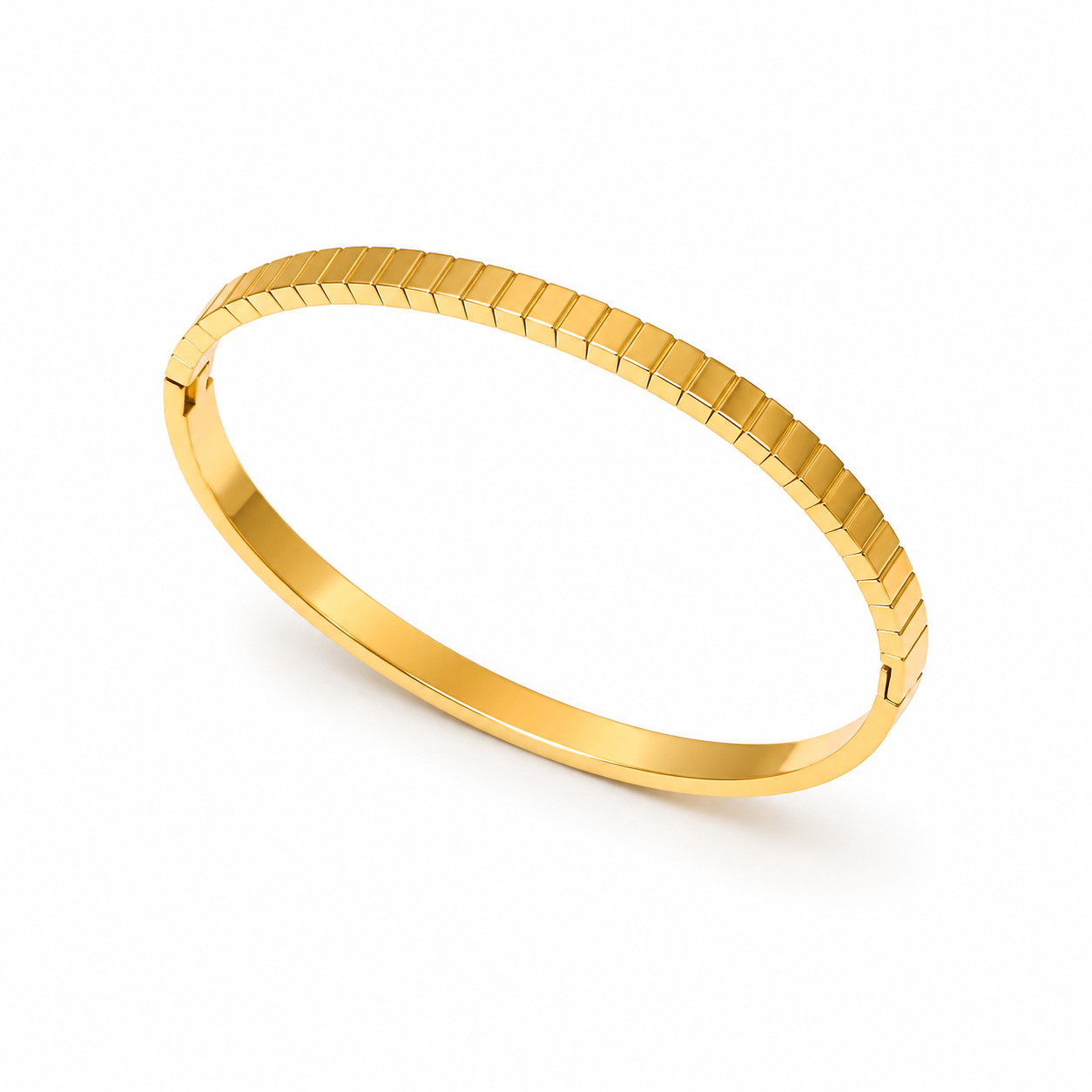 Minimalist Gold Textured Slim Cuff Bangle Bracelet