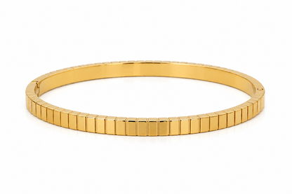 Minimalist Gold Textured Slim Cuff Bangle Bracelet