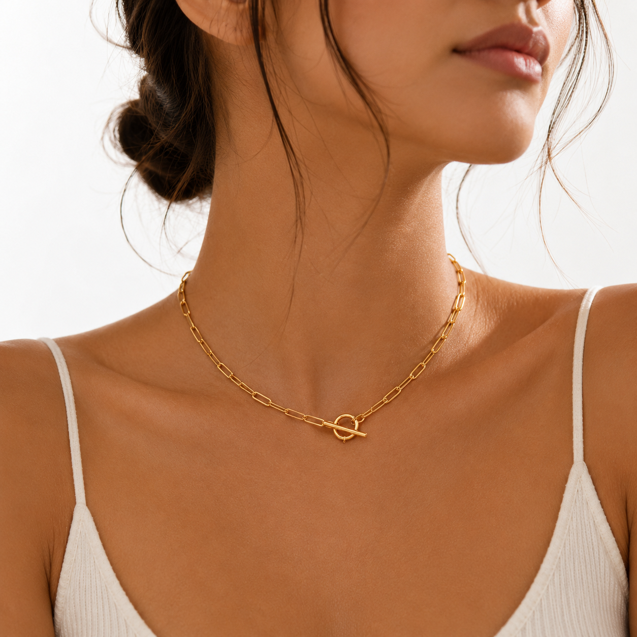 Minimalist Gold Paperclip Chain Necklace