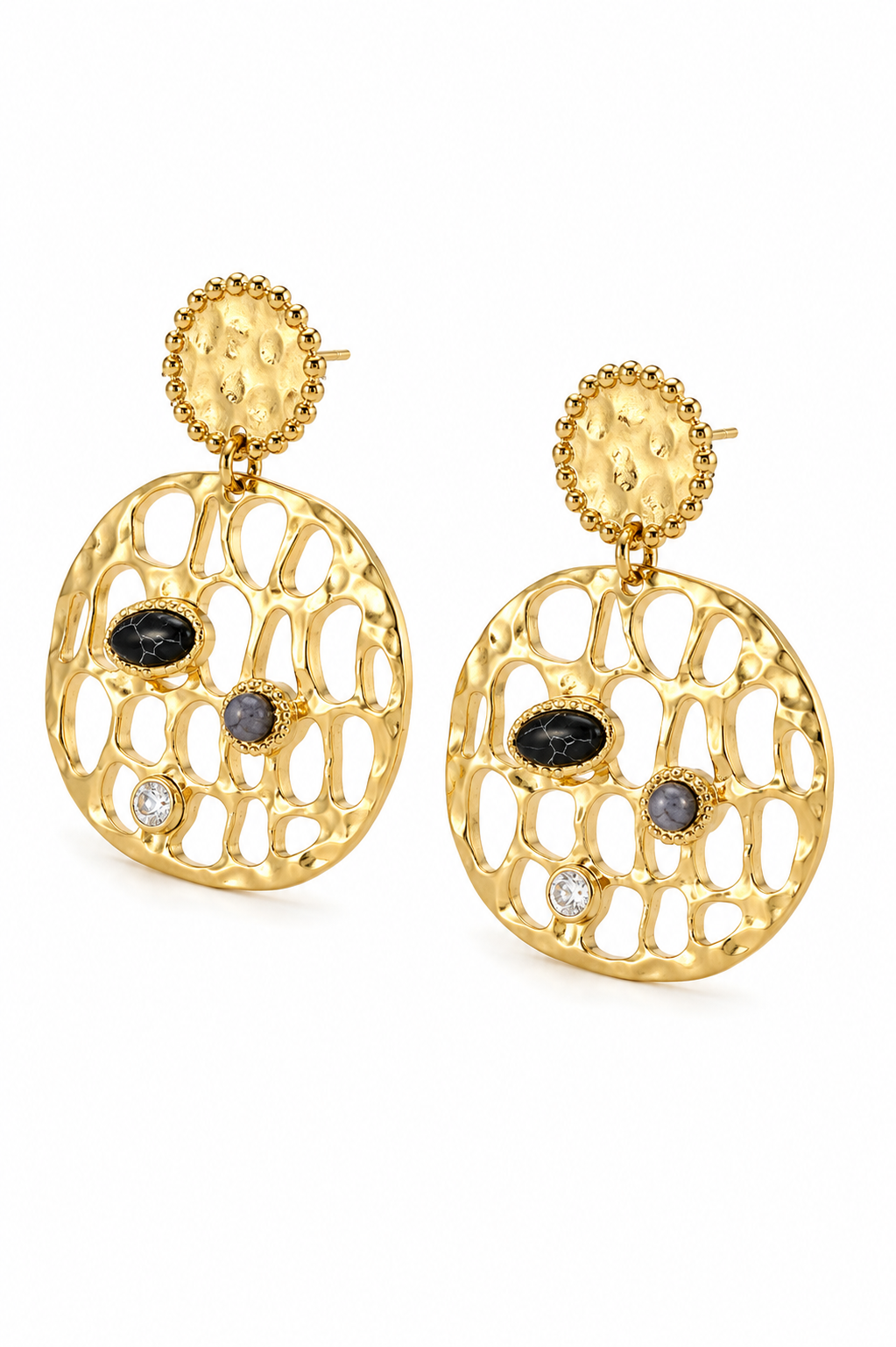 Aurora Organic Openwork Gold Earrings