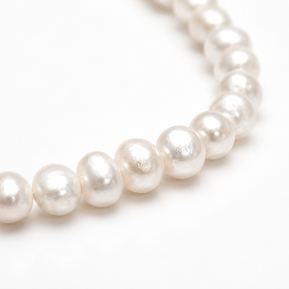 Natural Freshwater Pearl Choker Necklace with 3 Gold Floral Charms