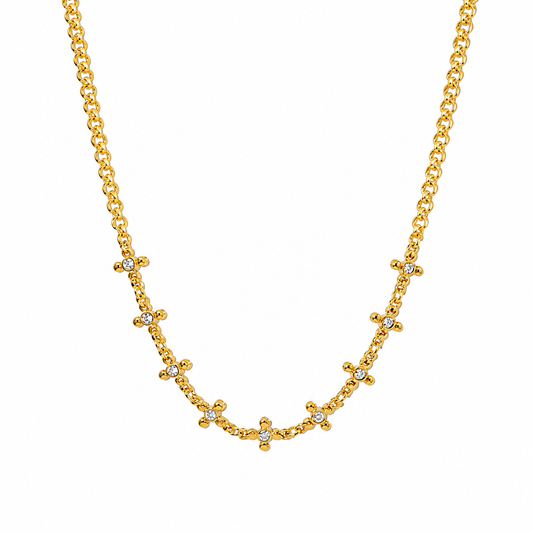 Mini Gemstone Cross Chain Necklace/Choker