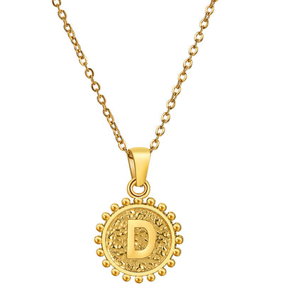 Personalized  A to Z Gold Initial Coin Pendant Necklace