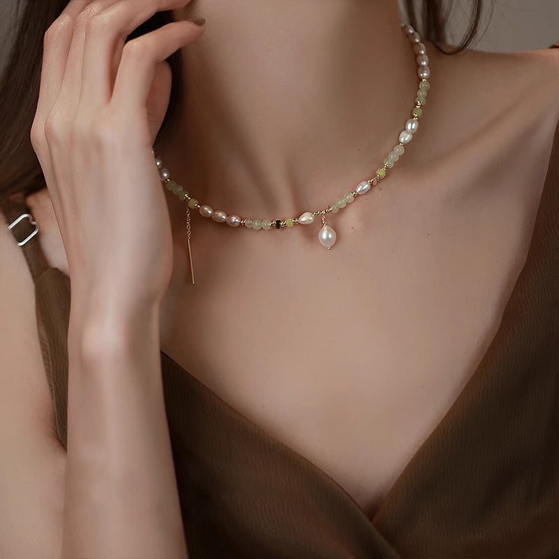 Emerald Waters Jade and Pearl Necklace