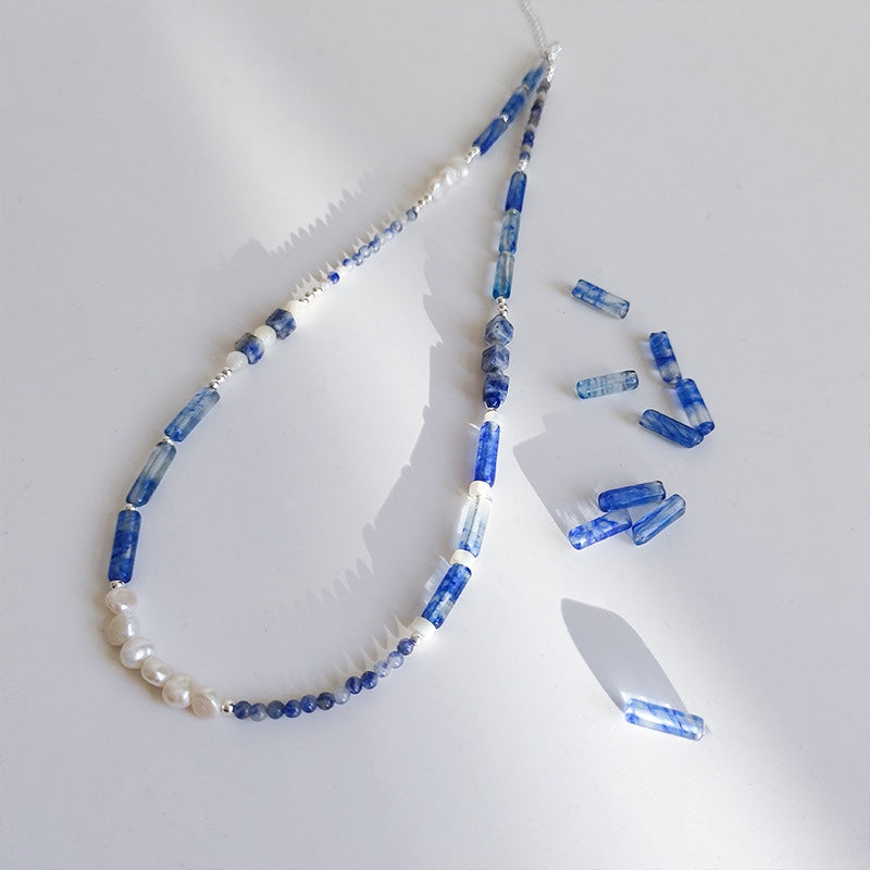 "Azure Reflection" Pearl Beads Necklace
