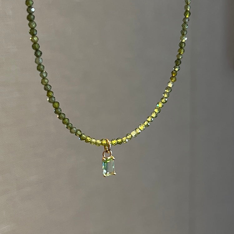 Crystal Green Gemstone Necklace