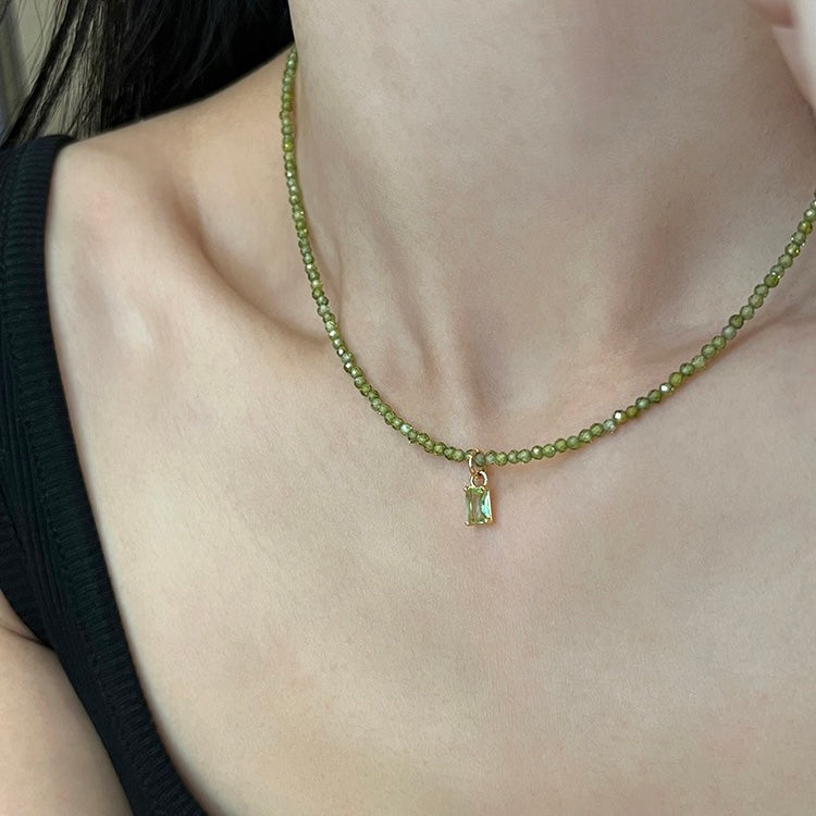Crystal Green Gemstone Necklace