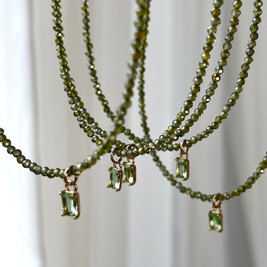 Crystal Green Gemstone Necklace