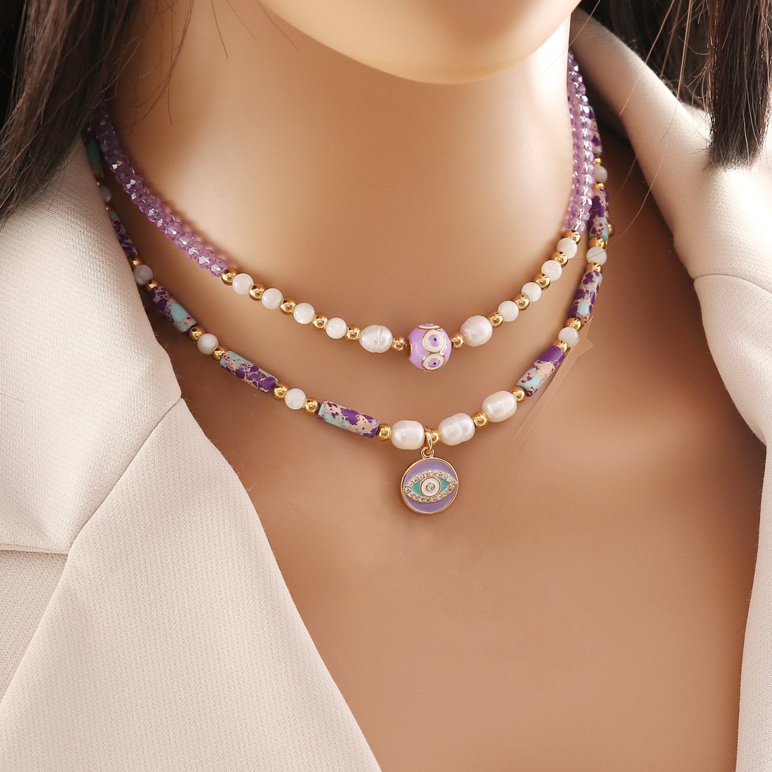 "The Cat Eye" Lilac Choker