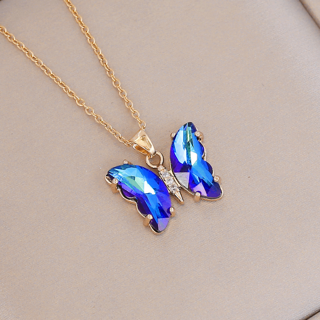"Butterfly Harmony" Gradient Winged Pendant Necklace