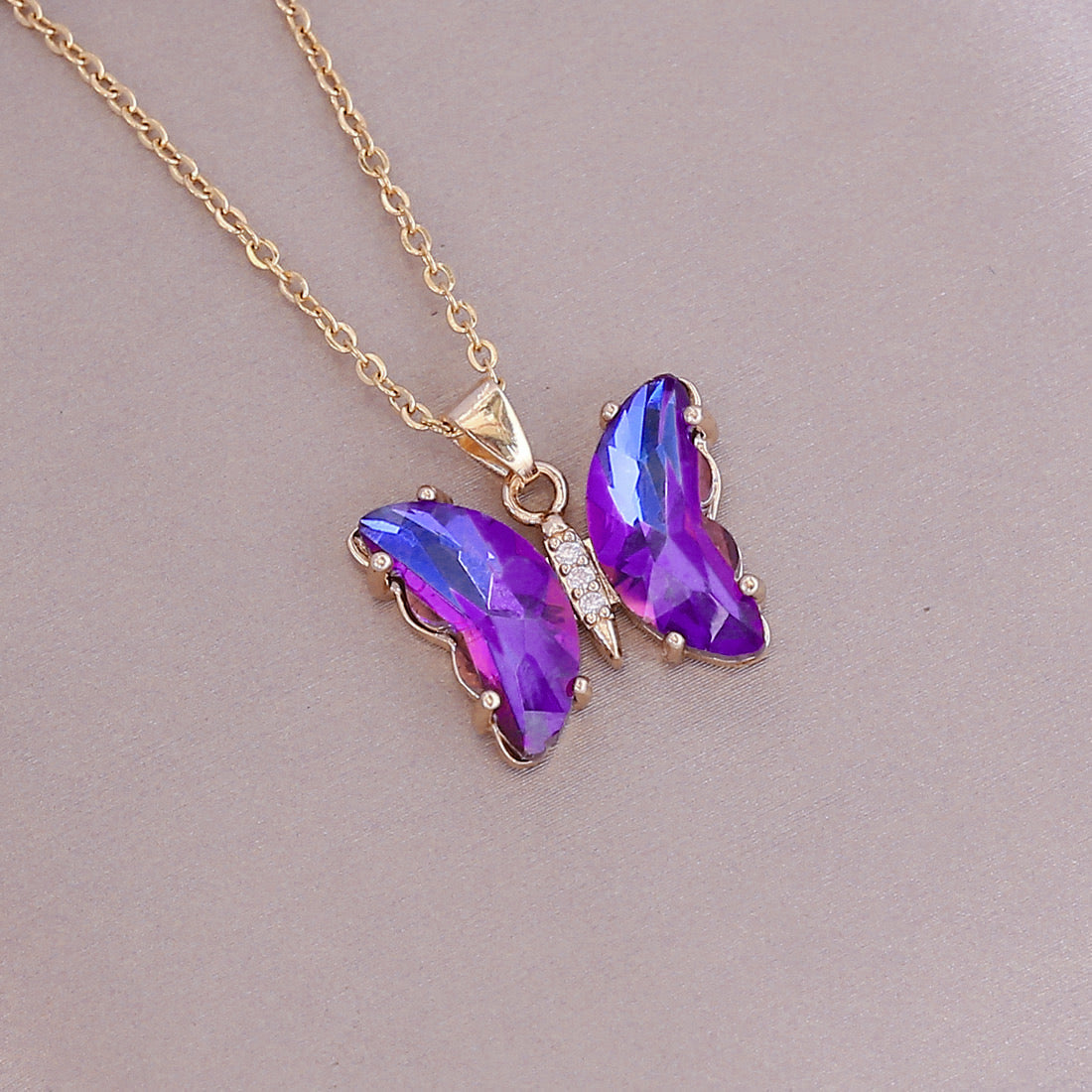 "Butterfly Harmony" Gradient Winged Pendant Necklace