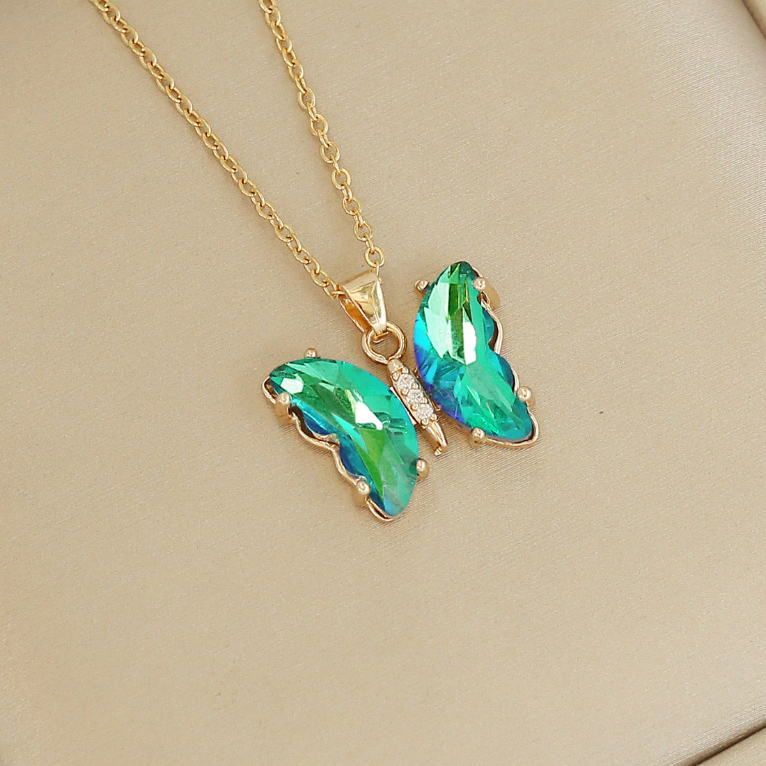 "Butterfly Harmony" Gradient Winged Pendant Necklace