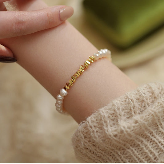 Pearl Gold Stack Bracelet