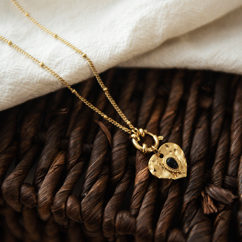 Hammered Golden Heart Necklace