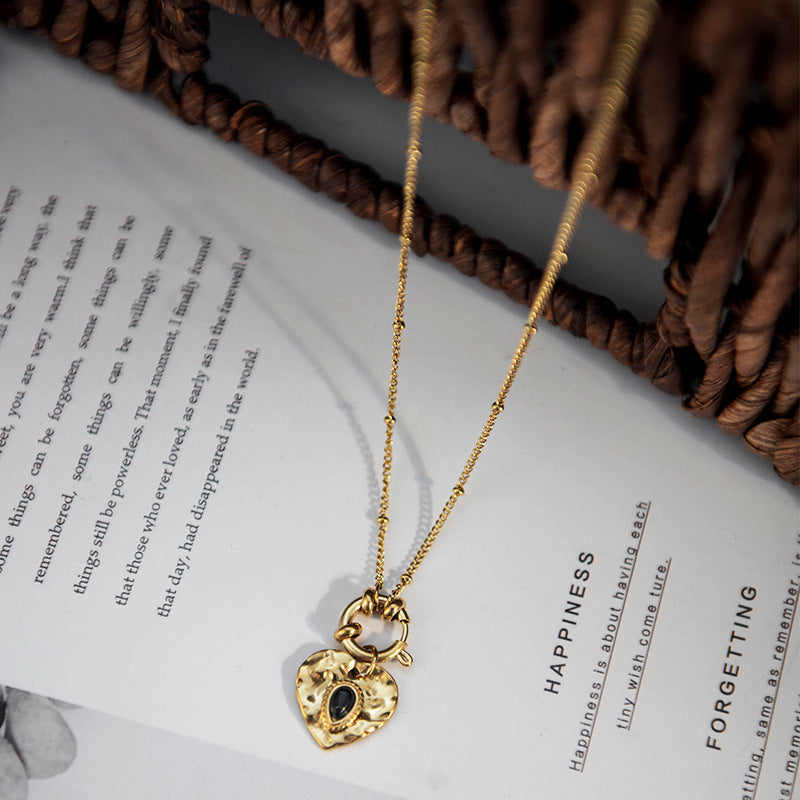 Hammered Golden Heart Necklace
