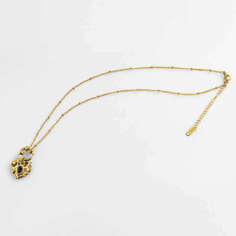 Hammered Golden Heart Necklace