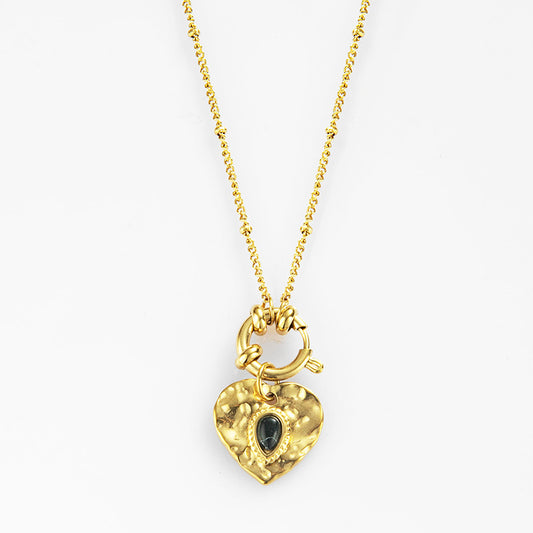 Hammered Golden Heart Necklace