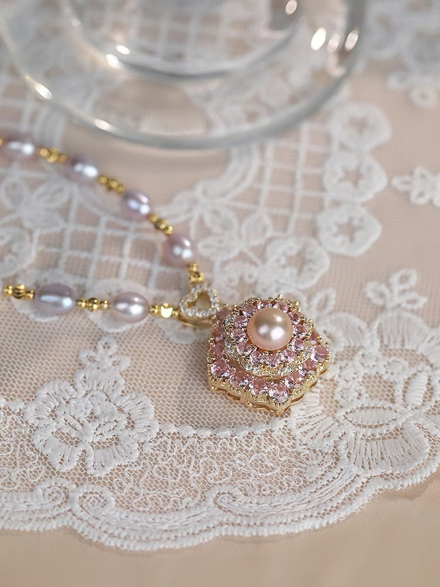"Radiant Blush" 360 Pearl Necklace