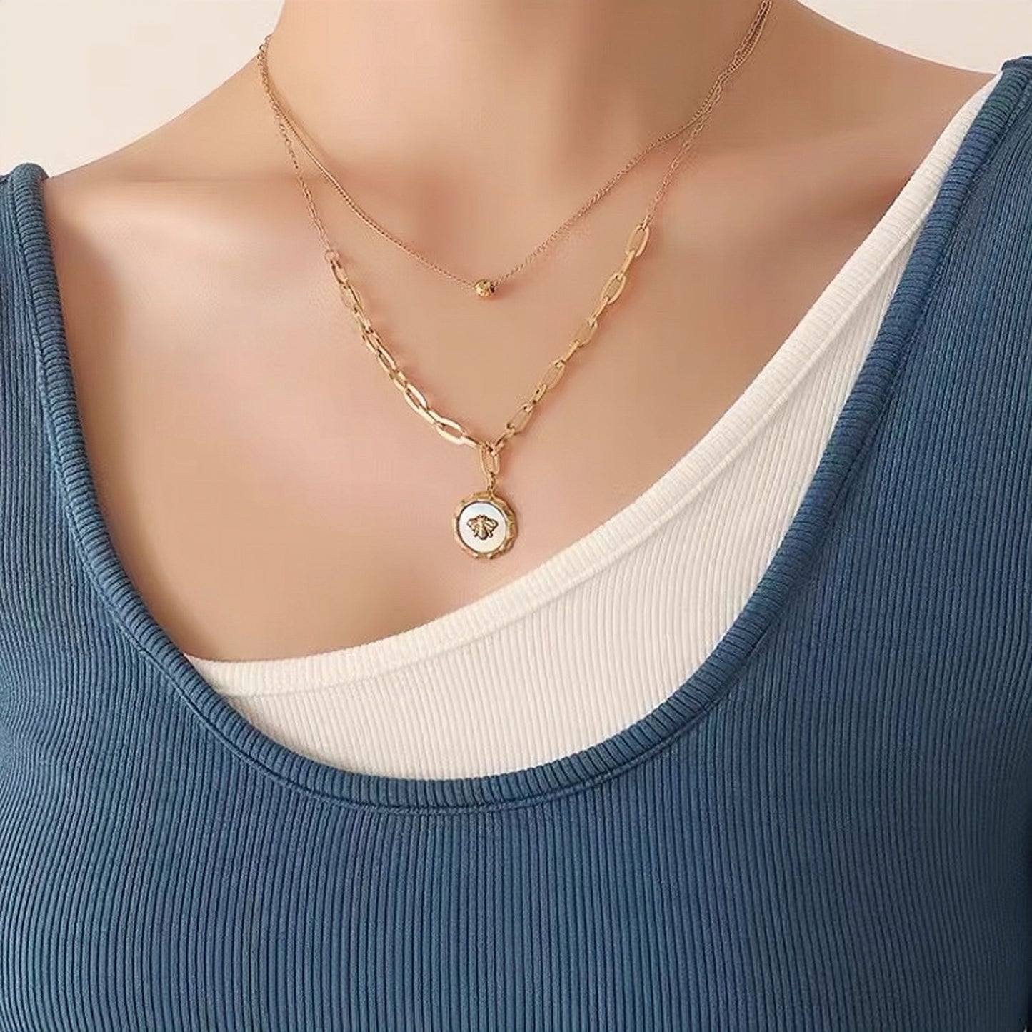 Golden Honeybee Layered Necklace