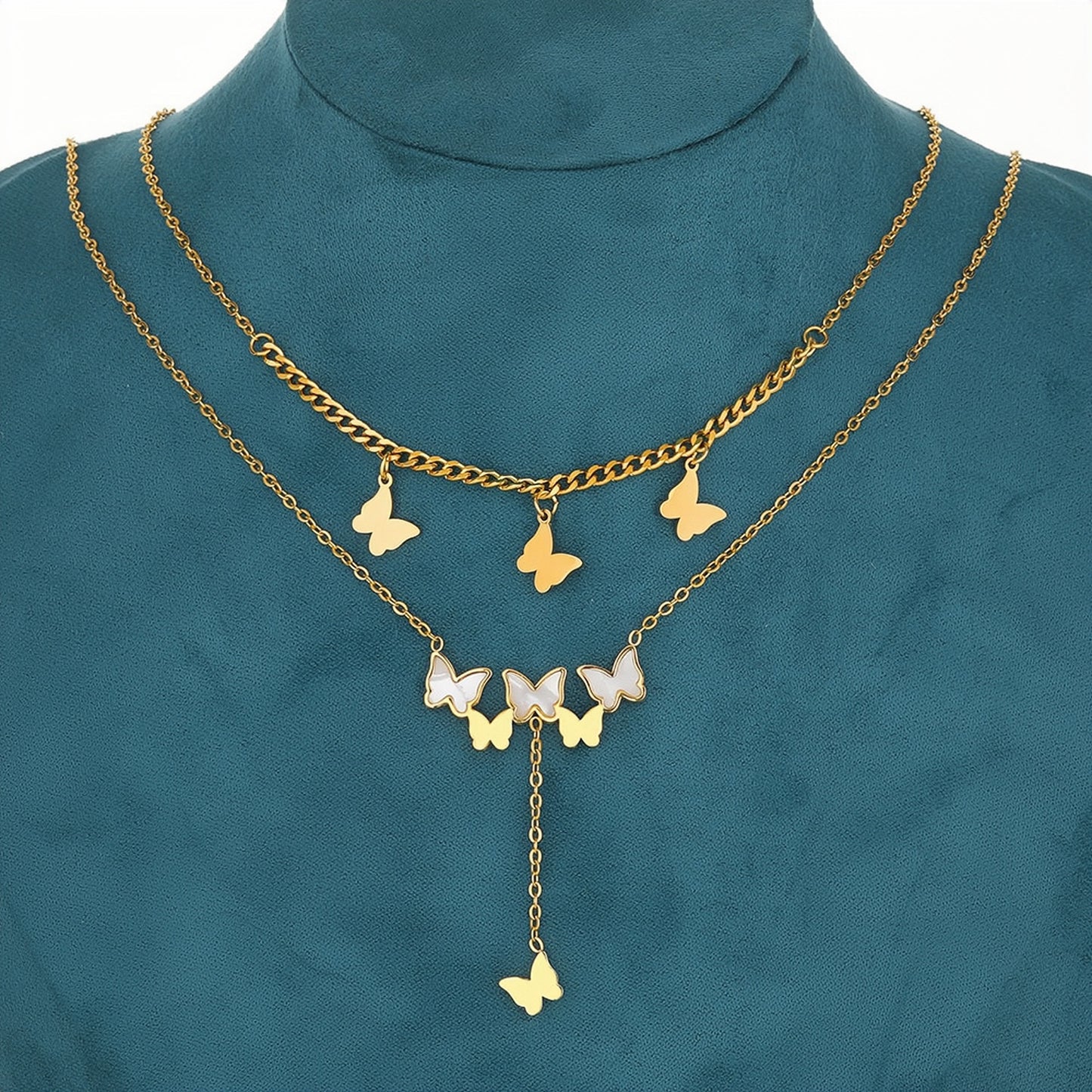 "Butterfly Harmony" Layered Necklace and Earring Set