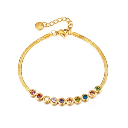 Rainbow Birthstone Gold Tennis Bracelet
