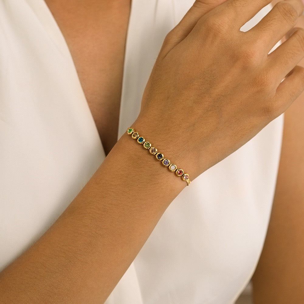 Rainbow Birthstone Gold Tennis Bracelet