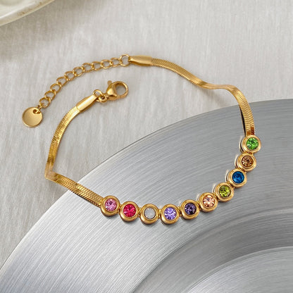 Rainbow Birthstone Gold Tennis Bracelet