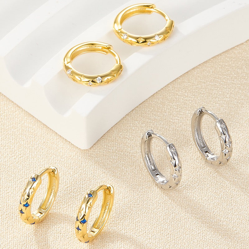 Starlight Gold Huggie Earrings Sterling Silver