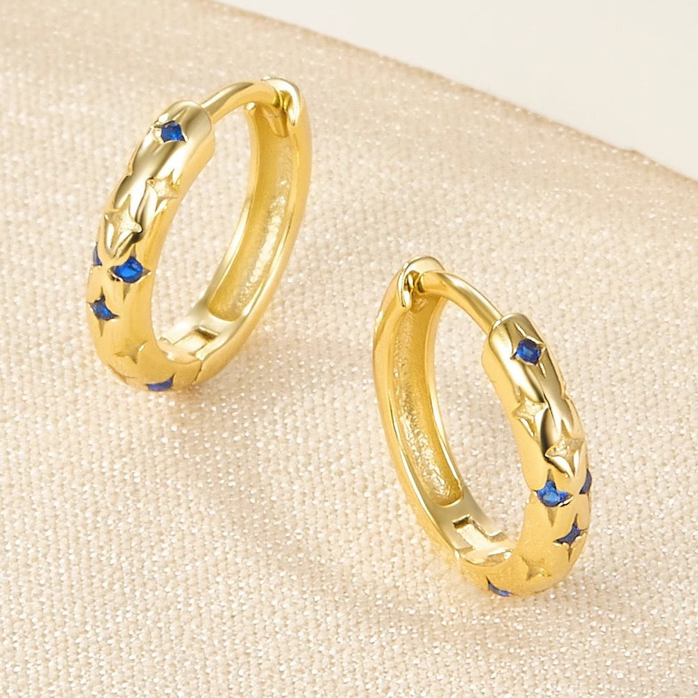 Starlight Gold Huggie Earrings Sterling Silver