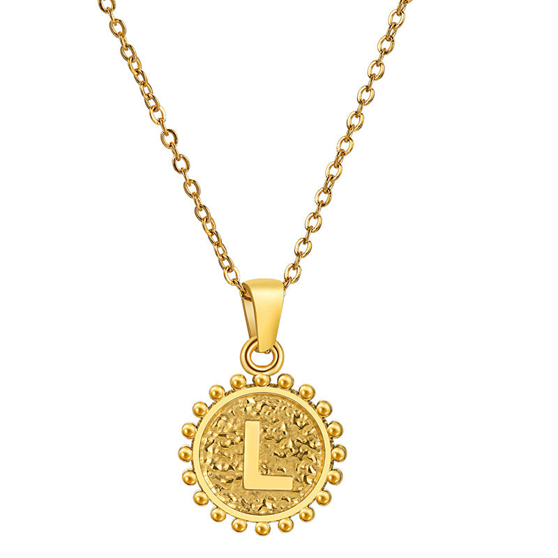 Personalized  A to Z Gold Initial Coin Pendant Necklace