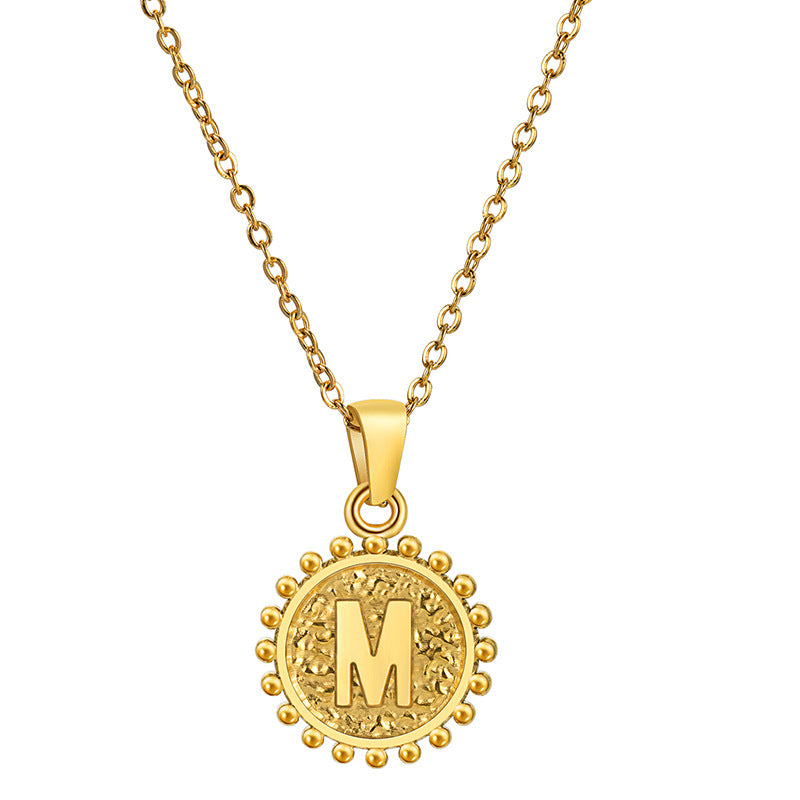 Personalized  A to Z Gold Initial Coin Pendant Necklace