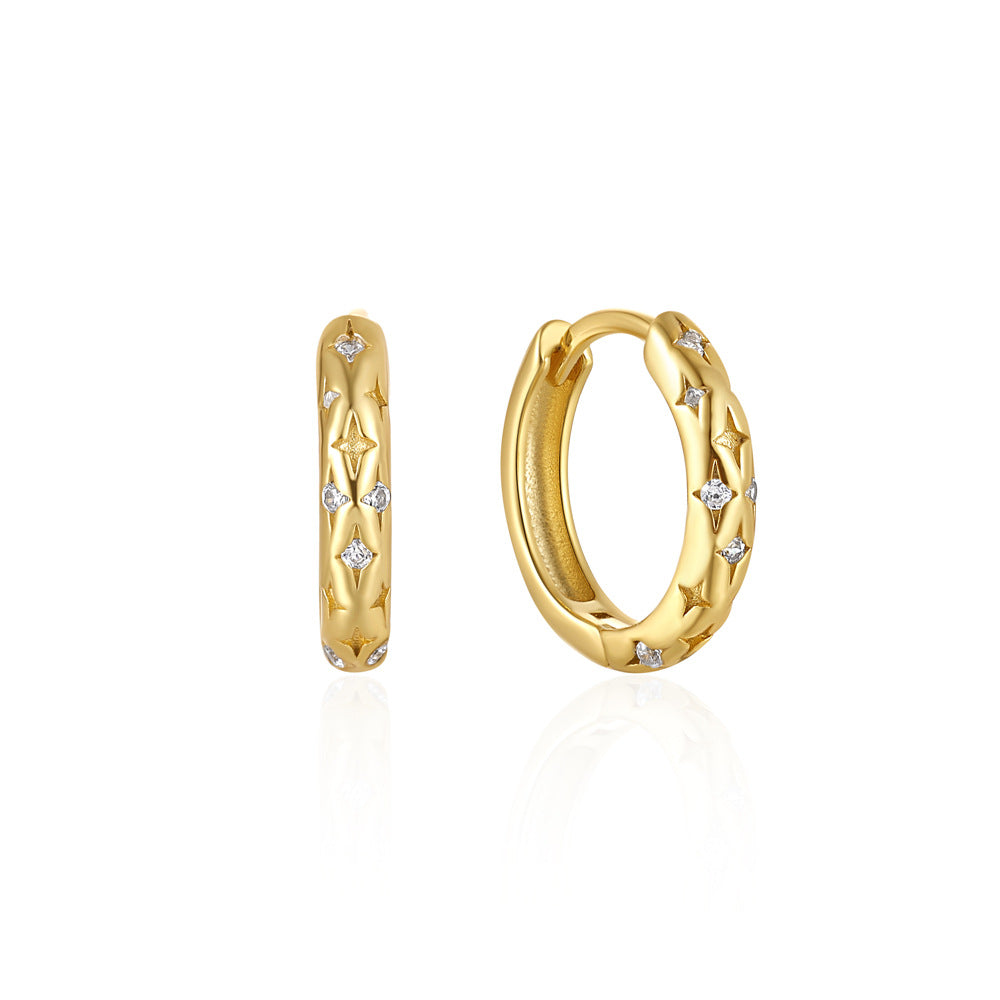 Starlight Gold Huggie Earrings Sterling Silver