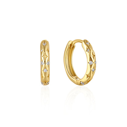 Starlight Gold Huggie Earrings Sterling Silver