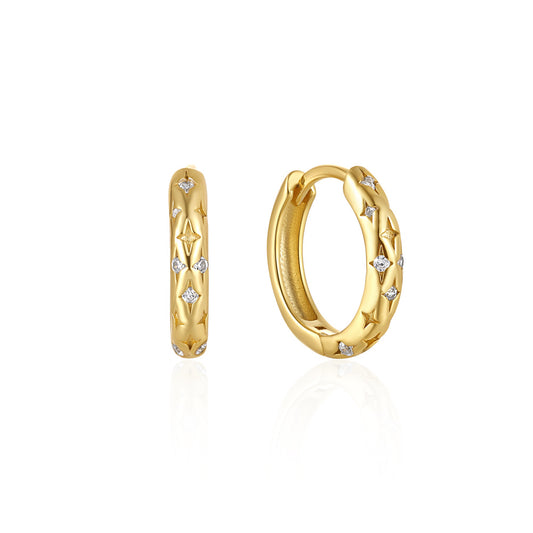 Starlight Gold Huggie Earrings Sterling Silver