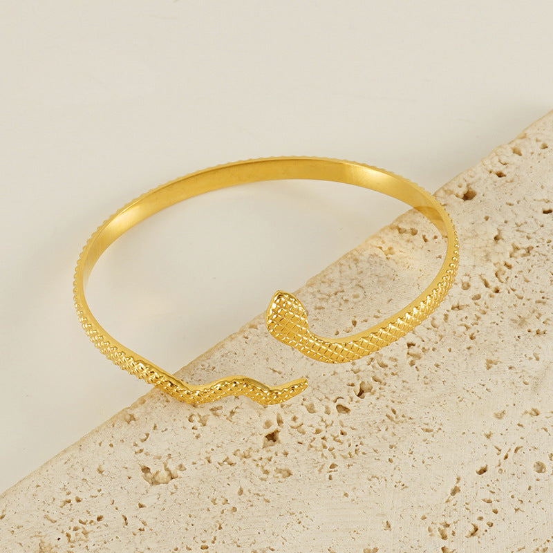 Textured Snake Wrist Cuff Bracelet