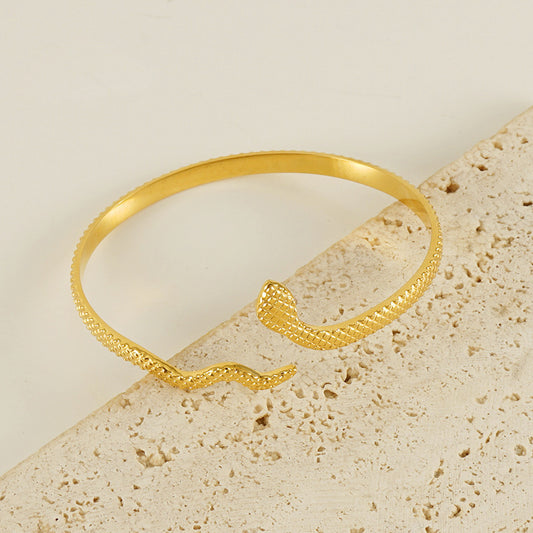 Textured Snake Wrist Cuff Bracelet